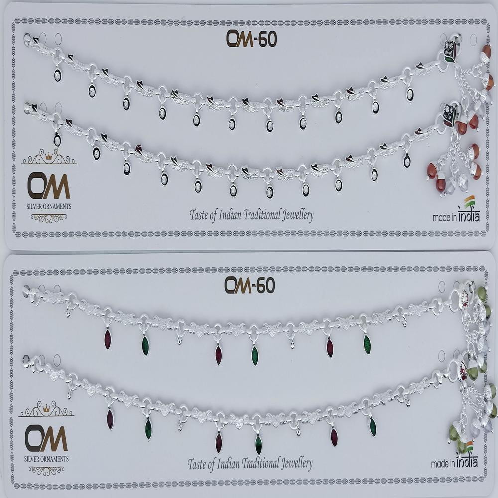 Designer Silver Payal Anklet - Color: Multi