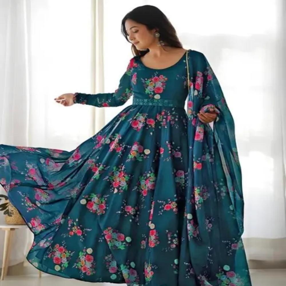 ladies fancy long gown duptta collection