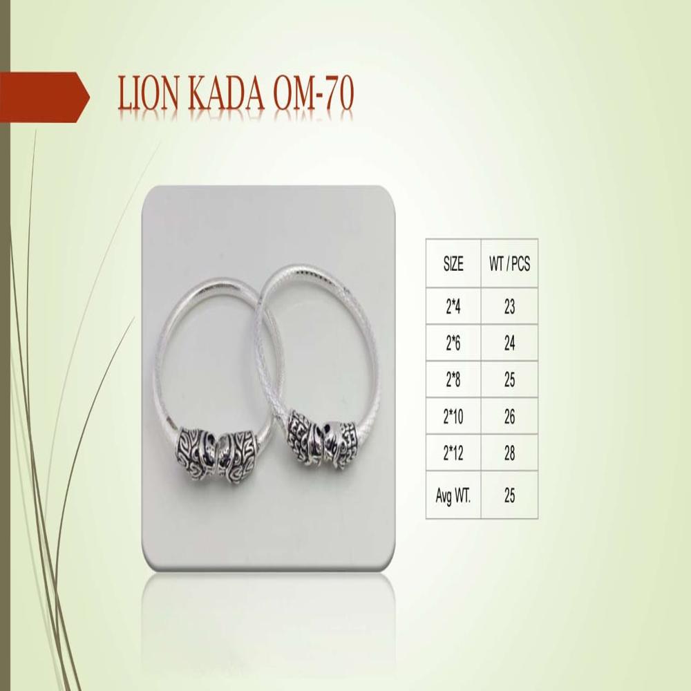 Silver Lion Kada - Size 2.4 To 2.12, Weight 23 To 28g | Regal Design For Men, Confidence Boosting Gift