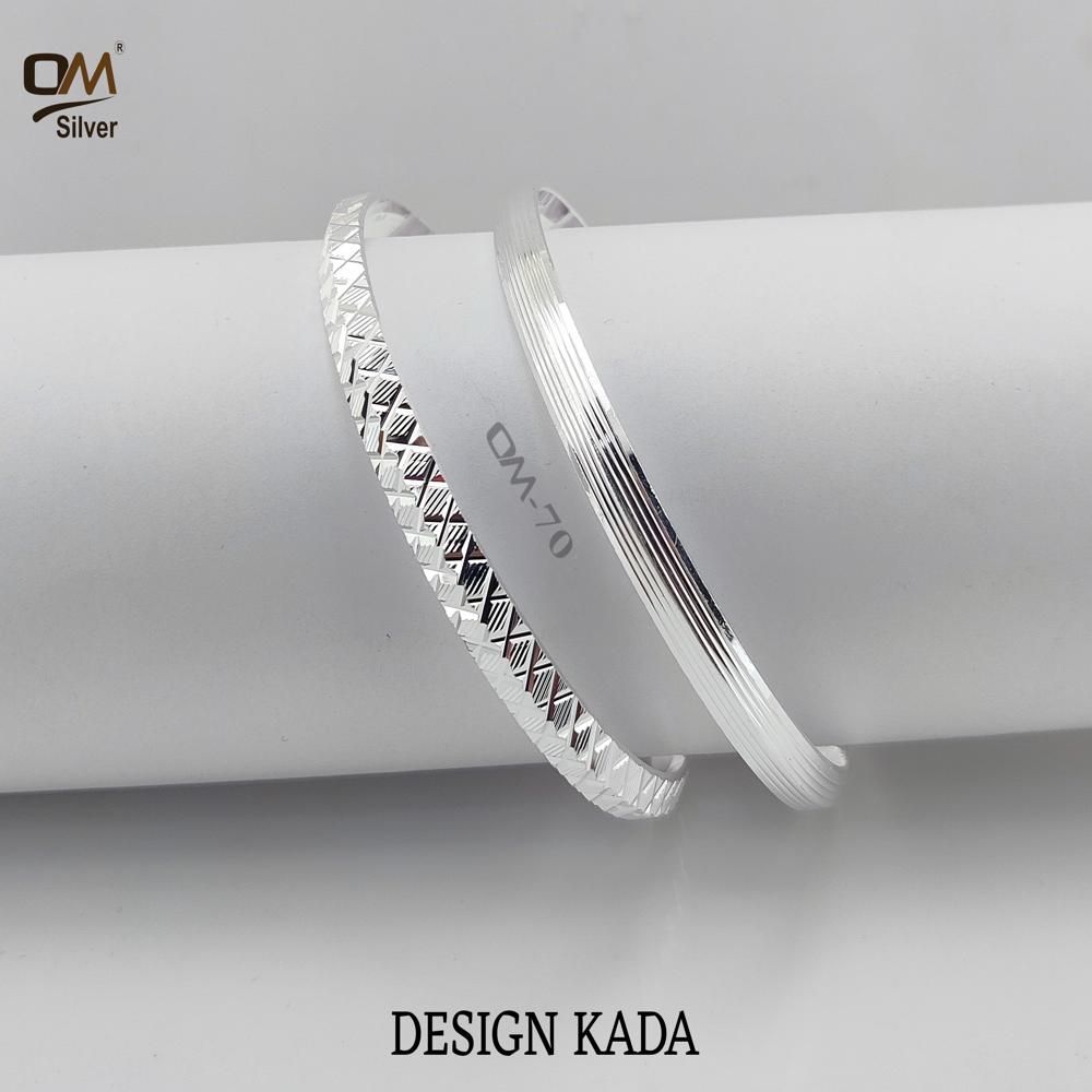 Silver Kada - Size 2.4 To 3.0, Weight 27 To 38 Grams | Elegant Design With Intricate Patterns And Refined Finish For Men