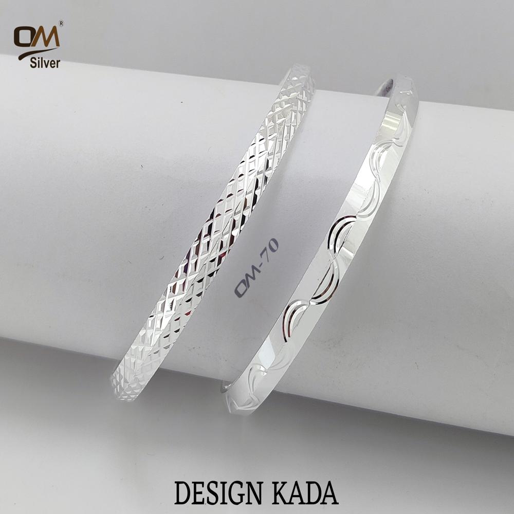 Silver Kada - Size 2.4 To 3.0, Weight 27 To 38 Grams | Elegant Design With Intricate Patterns And Refined Finish For Men