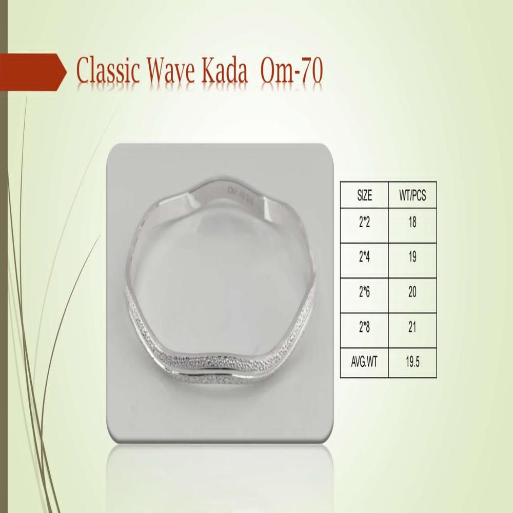 Silver Classic Wave Kada - 2.2 To 2.8 Inches, 18 To 21 Grams | Artisan-crafted Heritage Accessory Celebrating Cultural Elegance