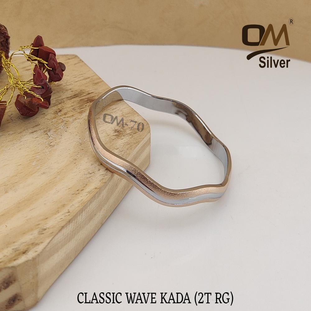 Silver Classic Wave Kada - 2.2 To 2.8 Inches, 18 To 21 Grams | Artisan-crafted Heritage Accessory Celebrating Cultural Elegance