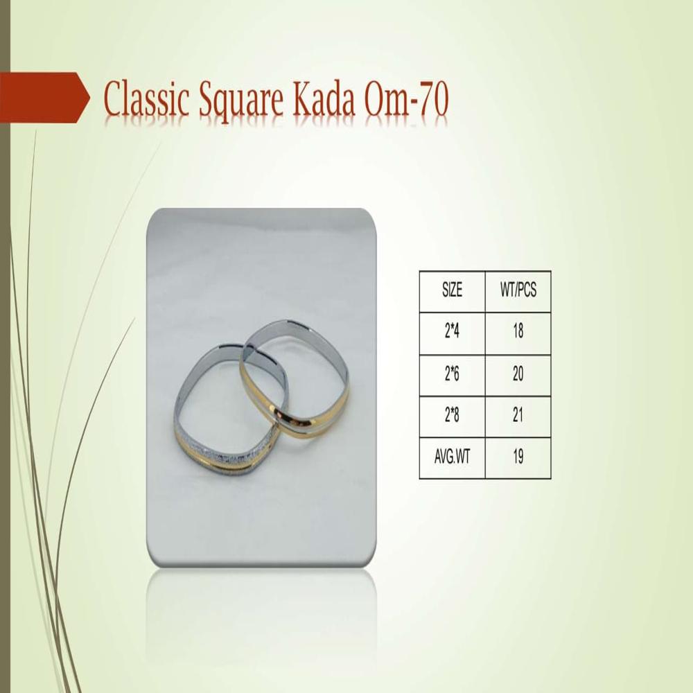 Silver Classic Square Kada - 2.4 To 2.8 Size, 18 To 21 Grams | Symbolizes Strength, Unity, And Cultural Heritage, Perfect For Men's Parties