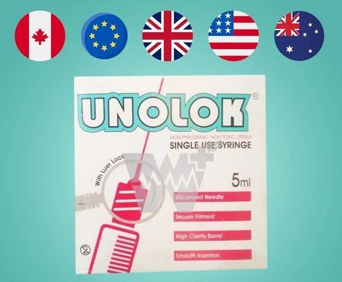 HMD Unolok 5ml Syringe with Needle - 24G X 1inch Pack of 100