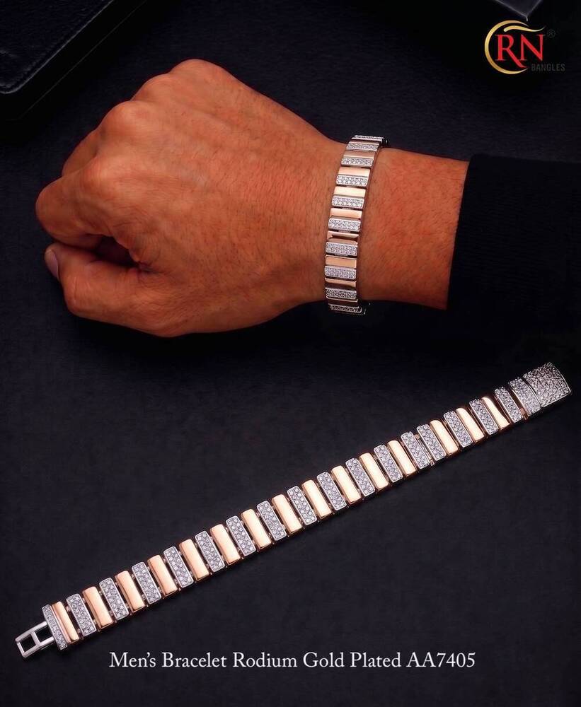 AA7405 Rodium Rose Gold Men Bracelets