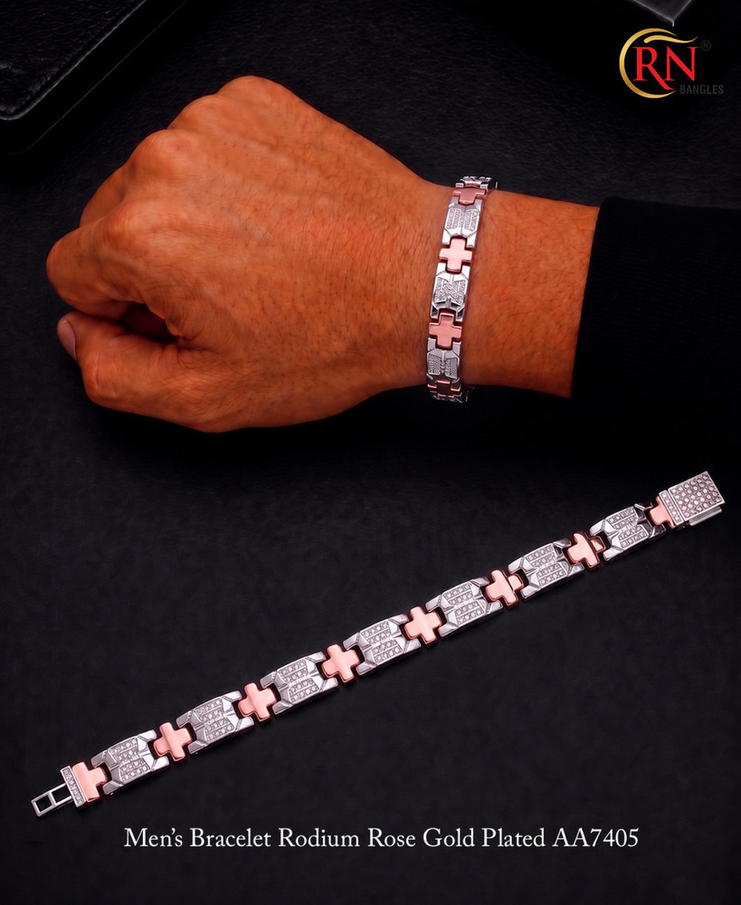 AA7405 Rodium Rose Gold Men Bracele