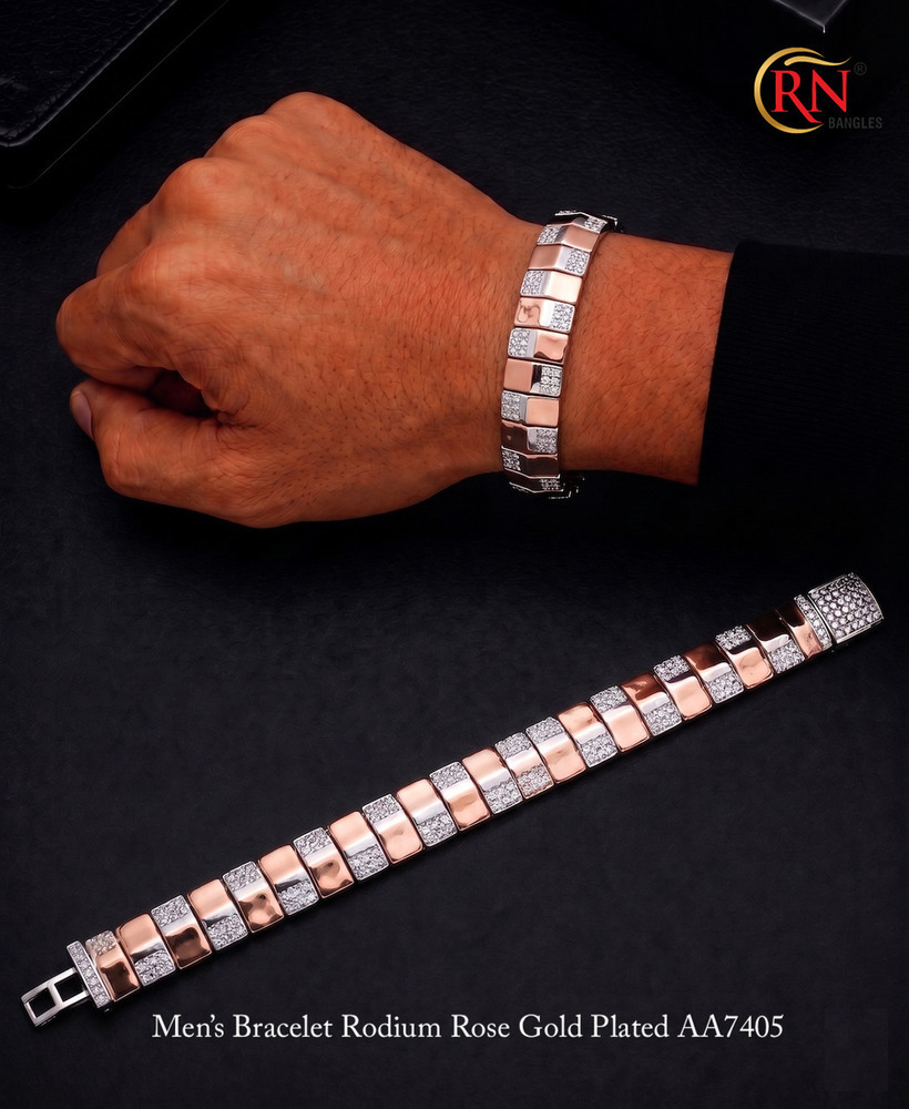 AA7405 Rodium Rose Gold Men Bracele