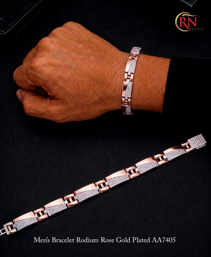 AA7405 Rodium Rose Gold Men Bracele
