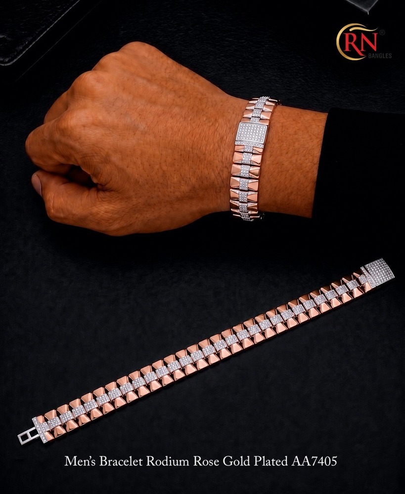 AA7405 Rodium Rose Gold Men Bracelets
