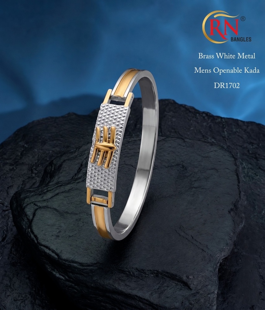 Brass White Metal Mens Openable Kada - Occasion: Casual
