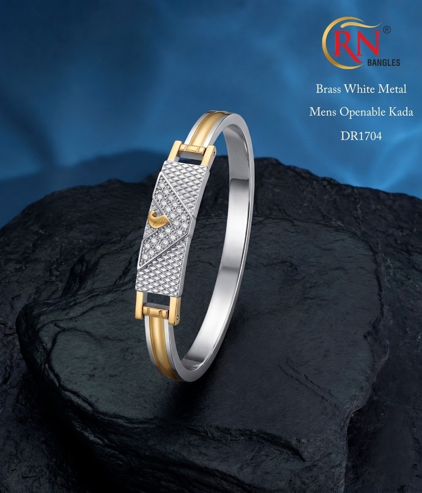 DR1704 Brass White Metal Mens Openable Kada