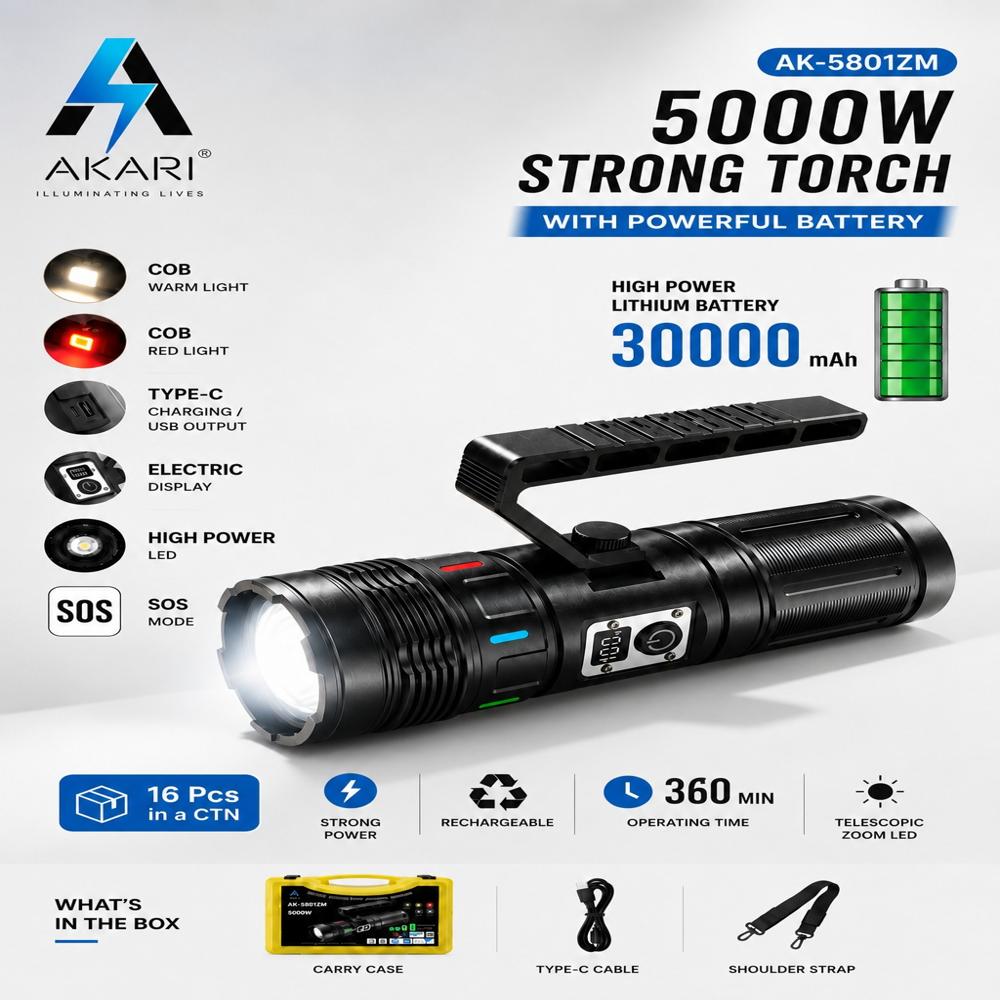 AKARI AK-5801ZM RECHARGEABLE HANDTORCH