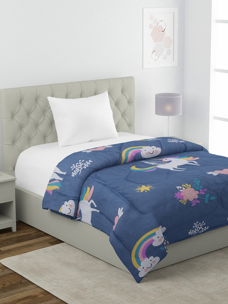 Navy Unicorn Rainbow Kids Comforter