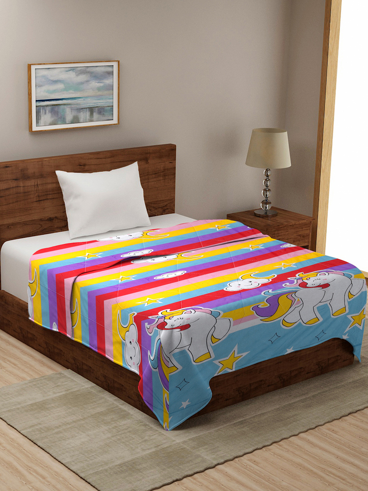 Rainbow Unicorn Stripe Kids Comforter