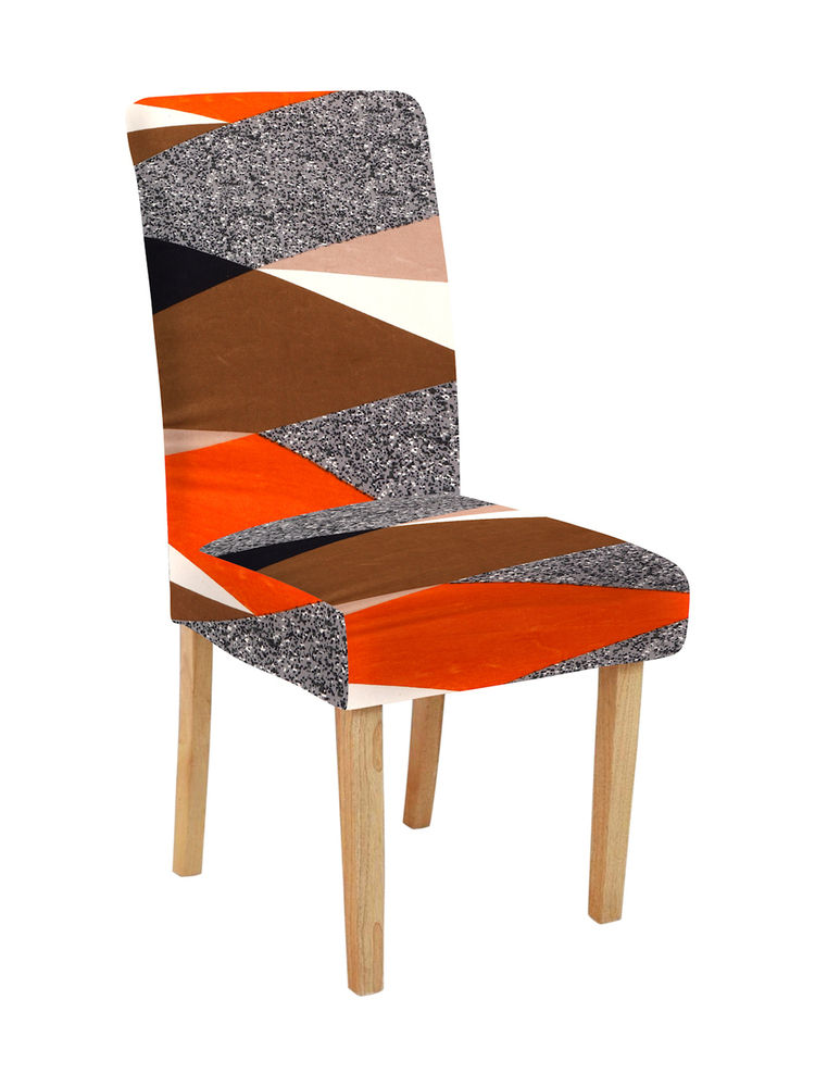 Orange Geometric Chair Cover