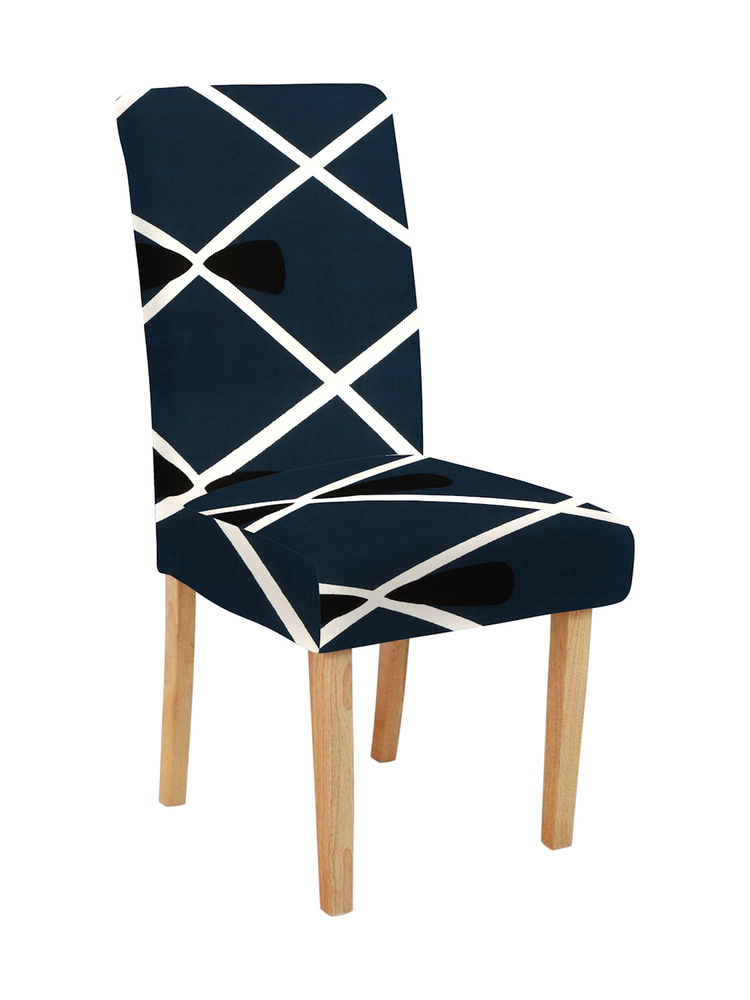 Navy Grid Chair Cover