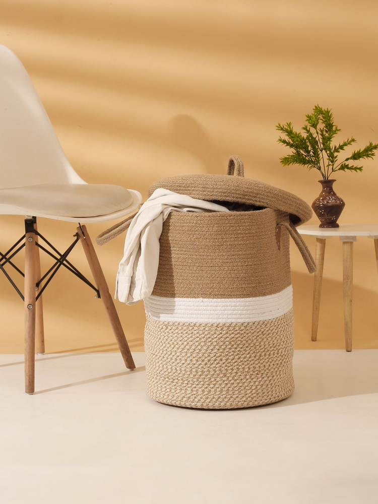 Beige Rope Laundry Basket