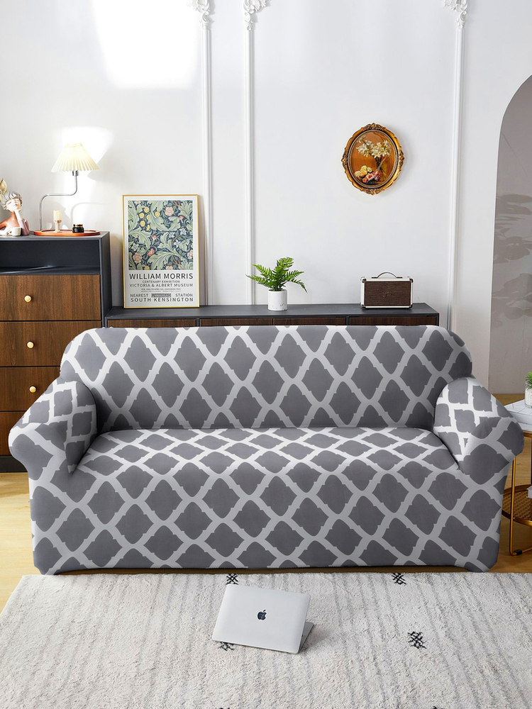 Grey Moroccan Elastic Sofa Cover