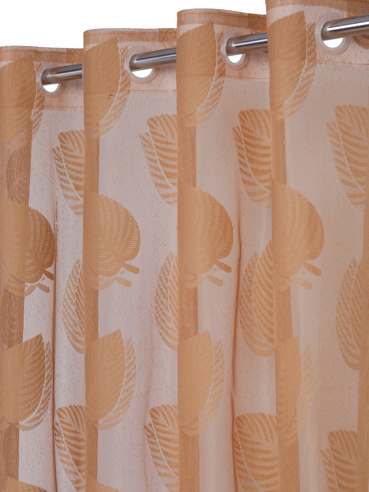 Beige Leaf Jacquard Curtain