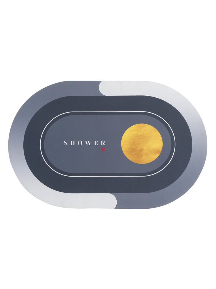Grey Oval Shower Anti-Slip Bathroom Mat