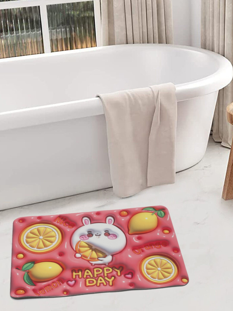 Cute Bunny & Lemon Anti-Slip Bathroom Mat