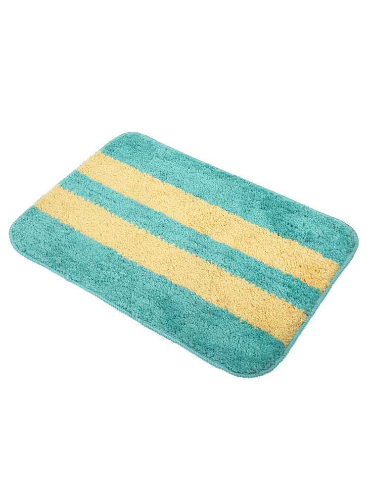 Aqua & Cream Double Stripe Microfiber Bath Mat