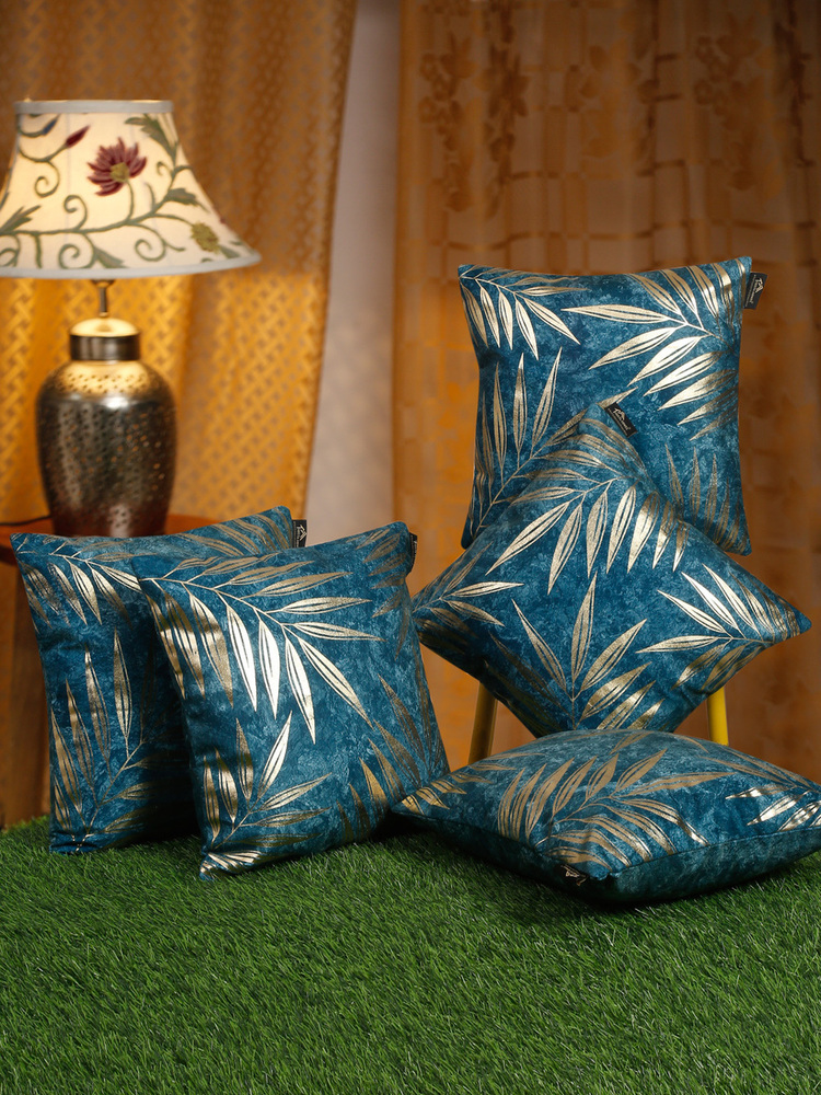 Metallic Palm Leaf Cushion Cover