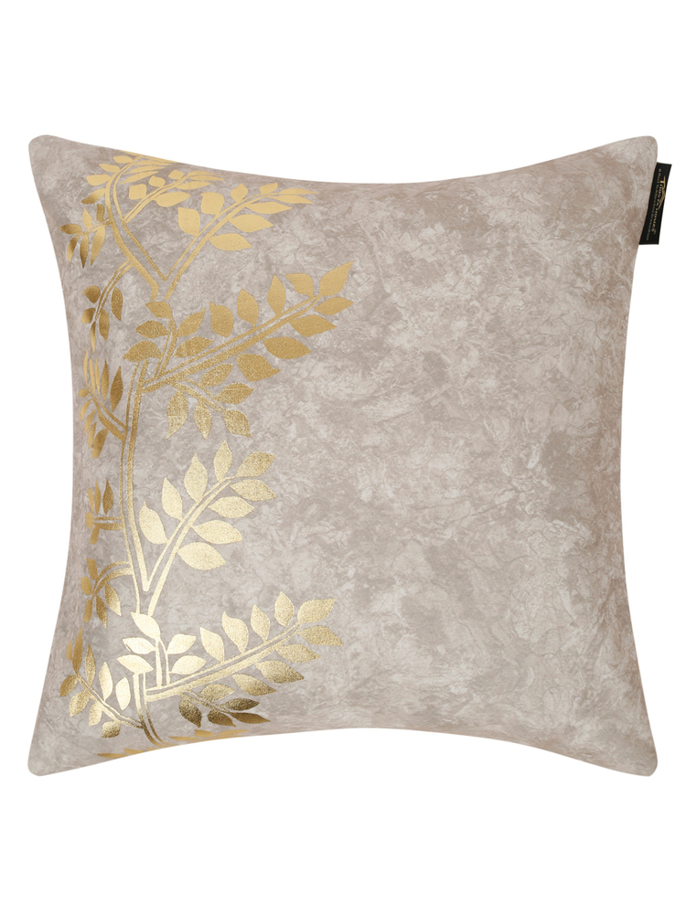 Beige Botanical Gold Foil Cushion Cover