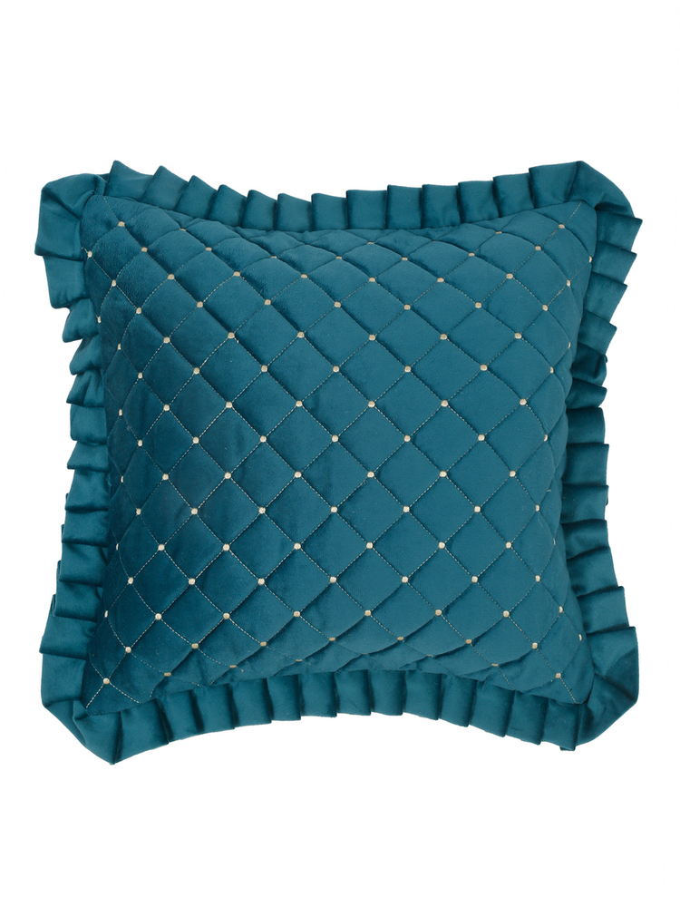 Quilted Frill Velvet Cushion Cover