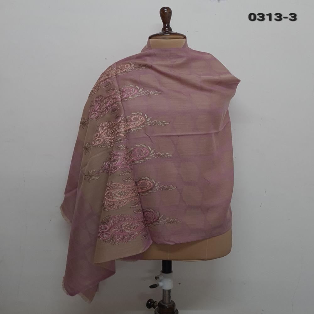pure wool ikkat weaving with Embroidered paisley border stoles