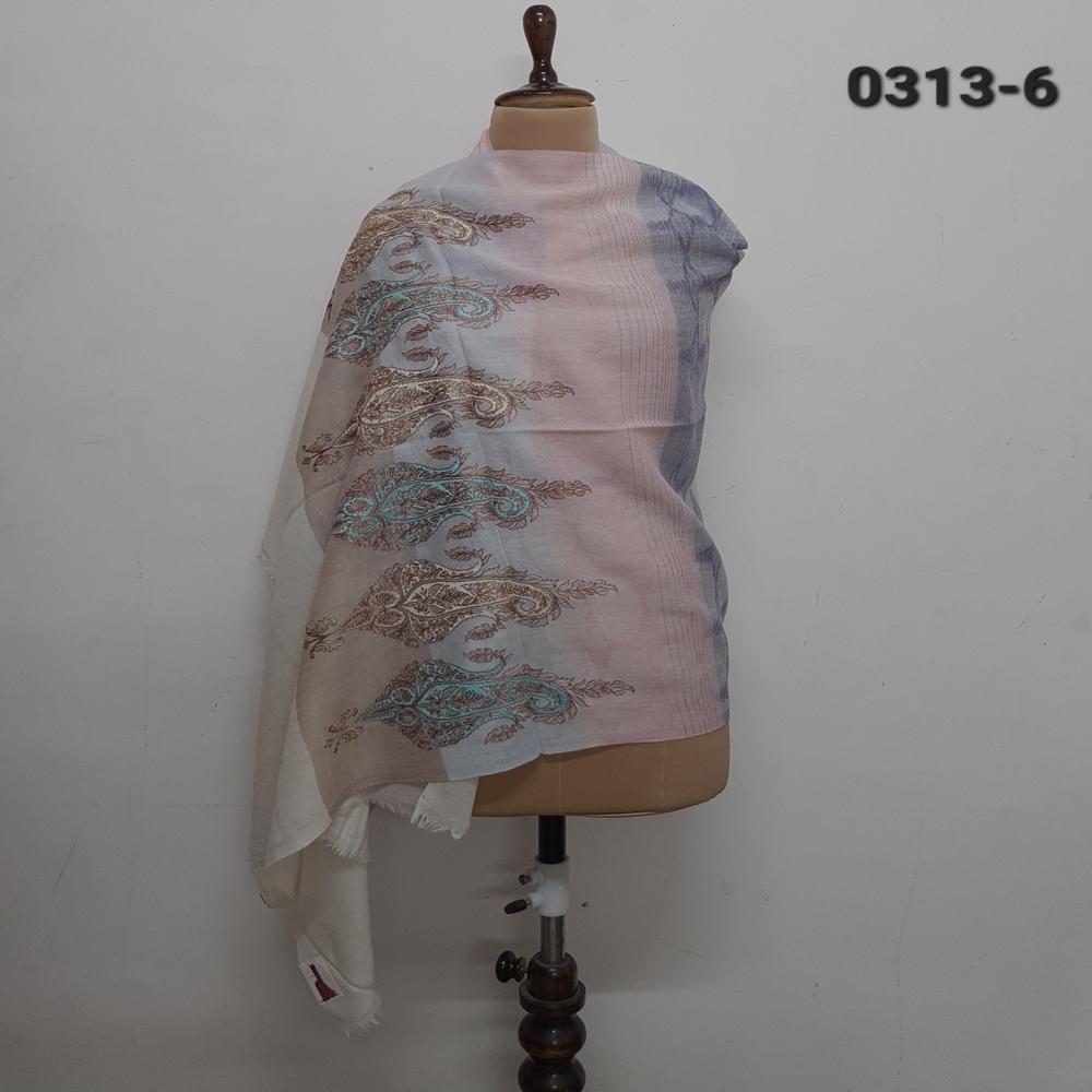 pure wool ikkat weaving with Embroidered paisley border stoles