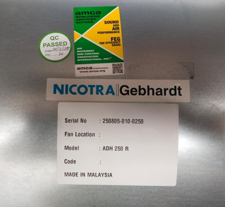 Nicotra Forward Curved Centrifugal Fan ADH 250 R