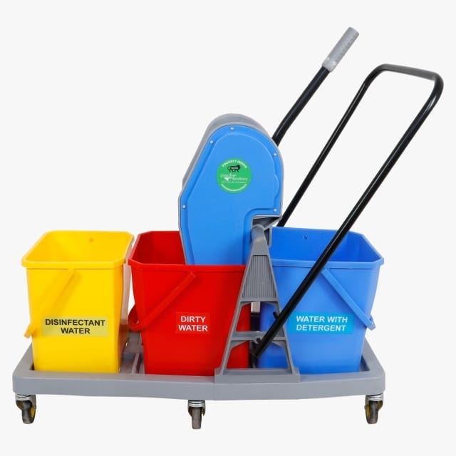 Triple Bucket Mopping Trolley - Application: Hospital
