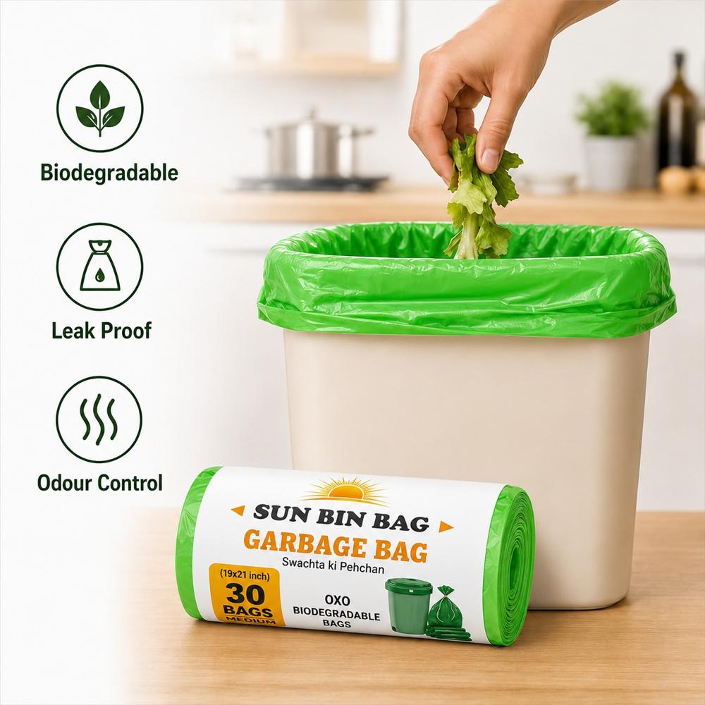 Sun Bin Dustbin Liner Roll - Color: Green