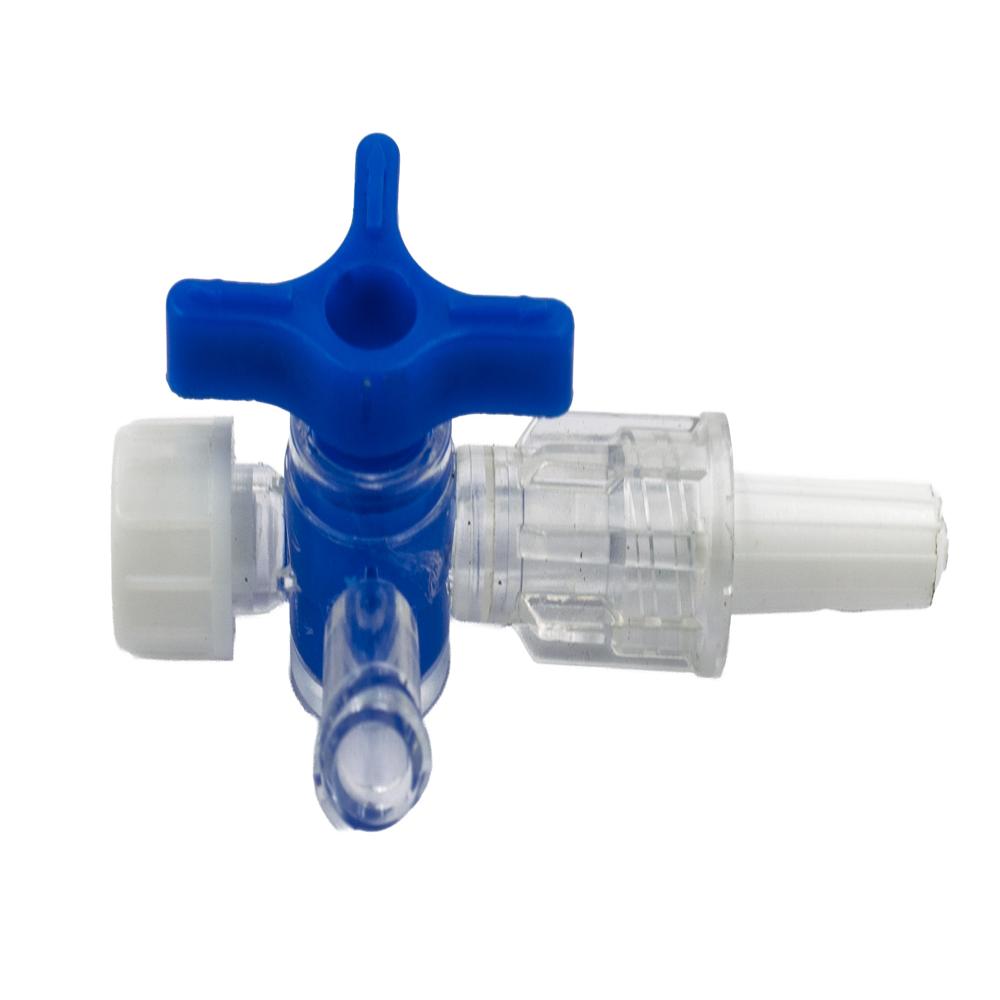 Three Way Stop Cock - Medical-grade Polycarbonate, Transparent Body With Blue Handle, 360â° Rotating Valve, Luer Lock/slip Connectors, Disposable