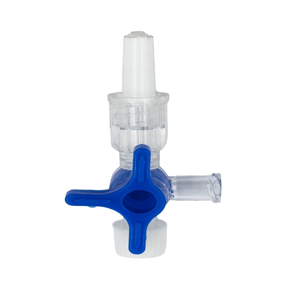 Three Way Stop Cock - Medical-grade Polycarbonate, Transparent Body With Blue Handle, 360â° Rotating Valve, Luer Lock/slip Connectors, Disposable