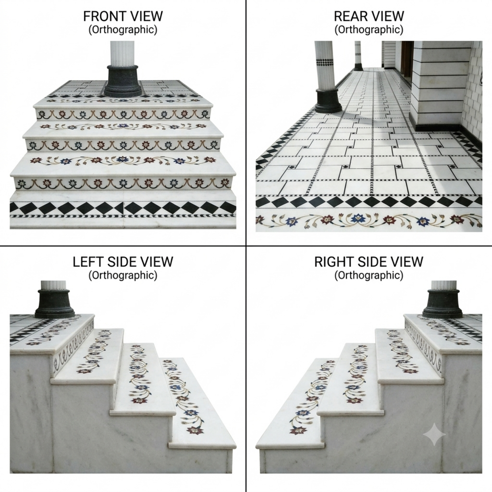 Makrana White Inlay Marble Flooring