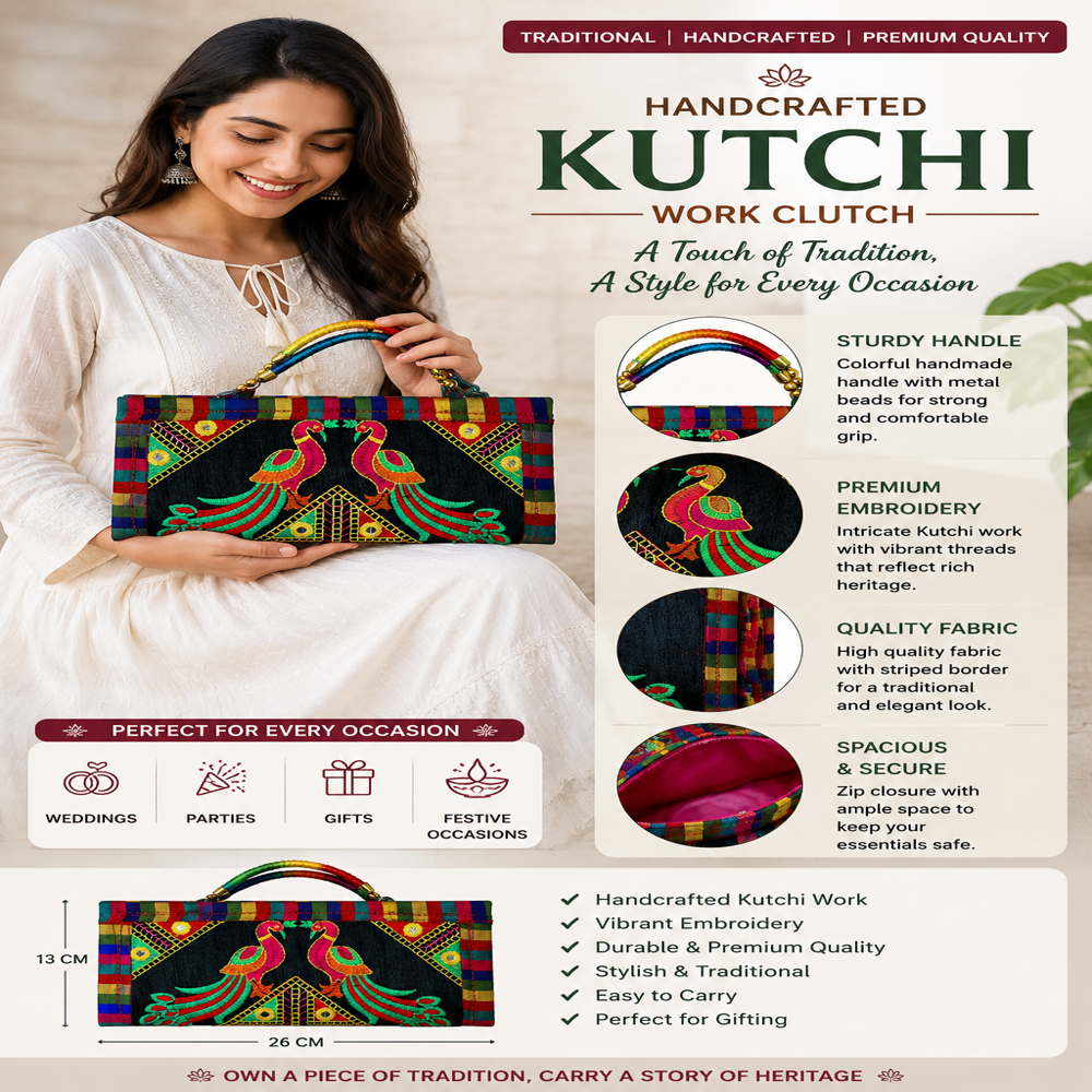 Handmade Festival Collection Clutch Bag 33 - Color: Black