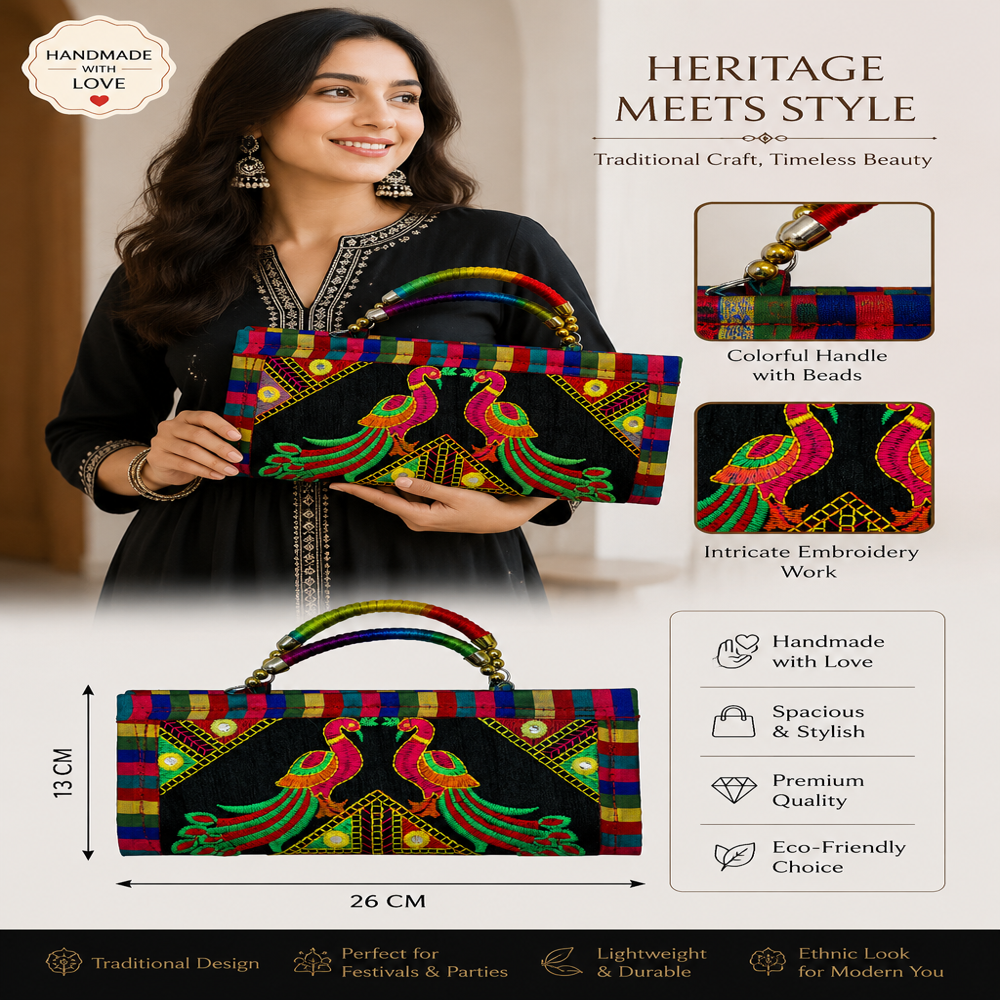 Designer Handcrafted Wedding Wallet Clutch 35 - Color: Black