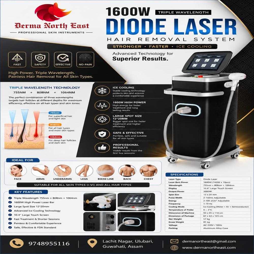 1600W Triple Wavelength Diode Laser Hair Removal Machine