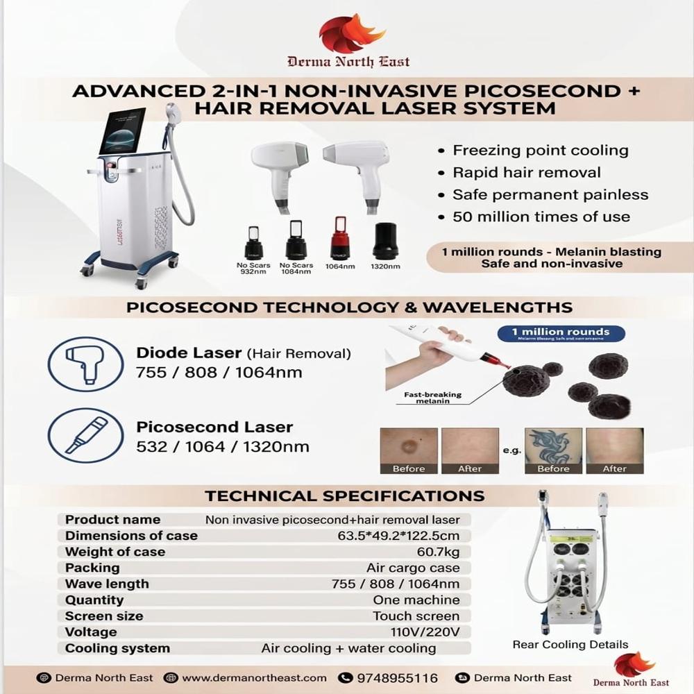 Non invasive picosecond + Hair Removal Laser Machine