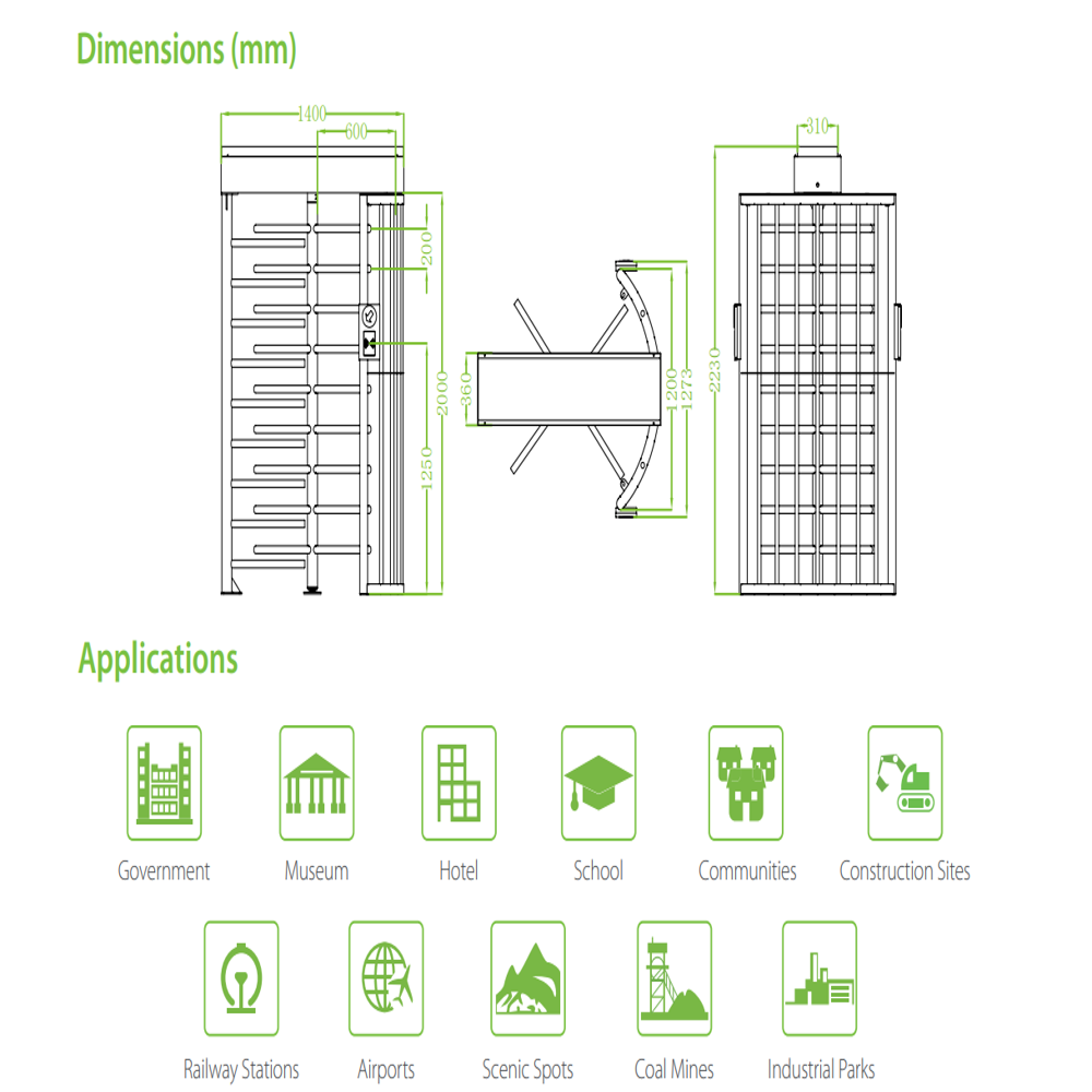ZKTeco FHT4000S-LA (Full-height Turnstile)