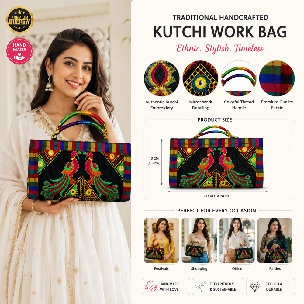 Peacock Embroidery Fabric Clutch For Women 46 - Color: Black