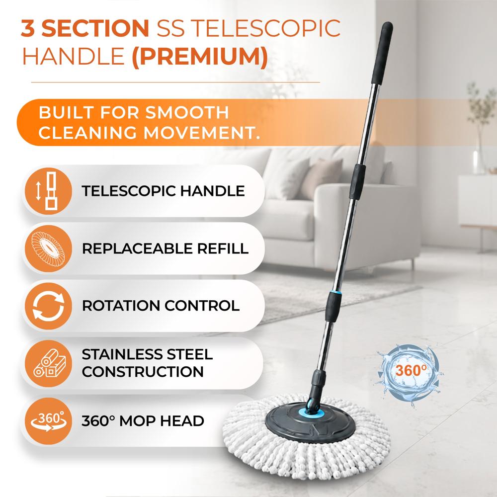 Metal handle  SPIN MOP HANDLE SET HEAVY - 3 PART