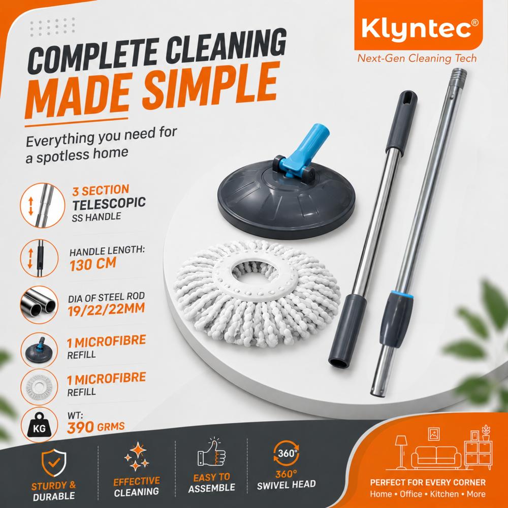 Metal handle  SPIN MOP HANDLE SET HEAVY - 3 PART