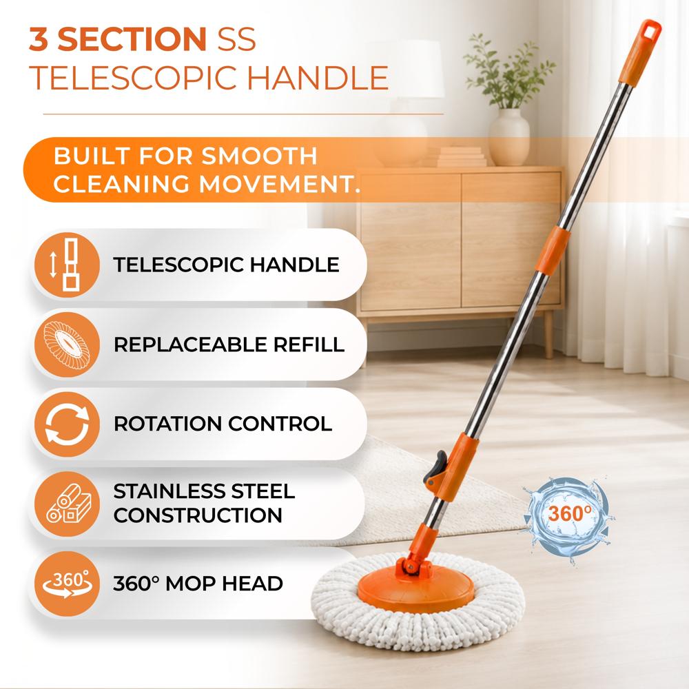 Microfiber Spin Mop 3 Part Handle With Sleeves - Application: Home