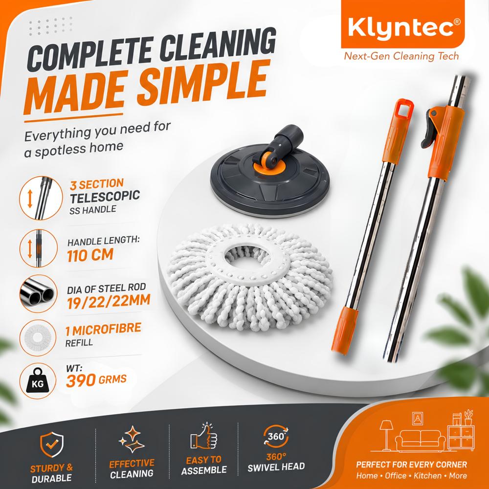 Microfiber Spin Mop 3 Part Handle With Sleeves - Application: Home