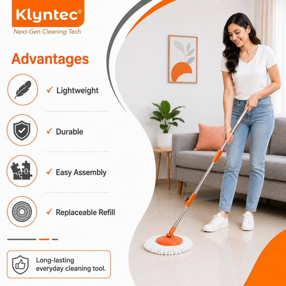 Microfiber Spin Mop 3 Part Handle With Sleeves - Application: Home