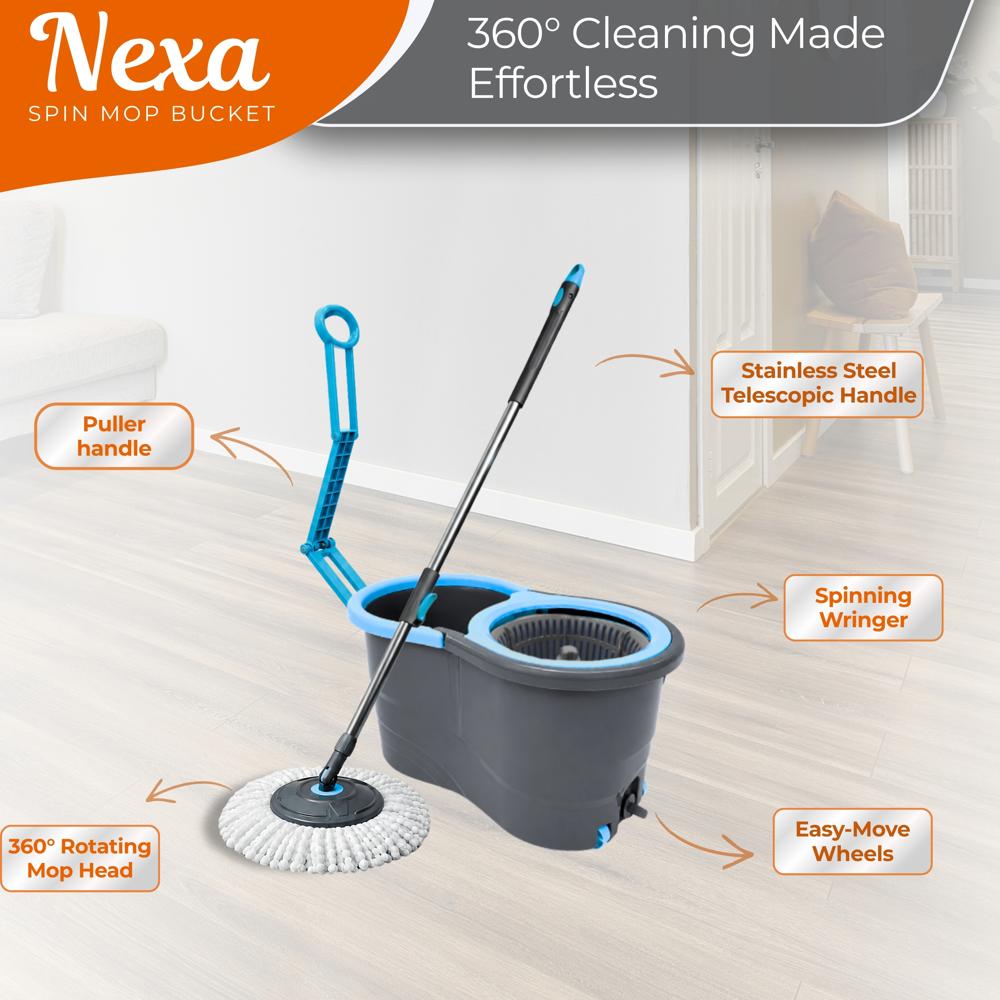 Klyntec Nexa 360 Rotation Spin Mop Bucket with  Plastic Wringer